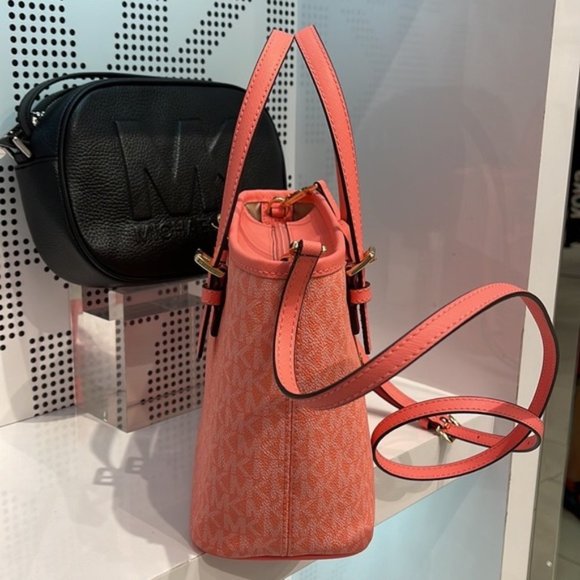 Michael Kors Jet Set Travel XS Carryall Tote Top Zip Tote Grapefruit - Picture 8 of 16